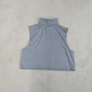 White Stag Crop Top Womens L/XL Grey Turtle Sweater Short Sleeve Crop Top